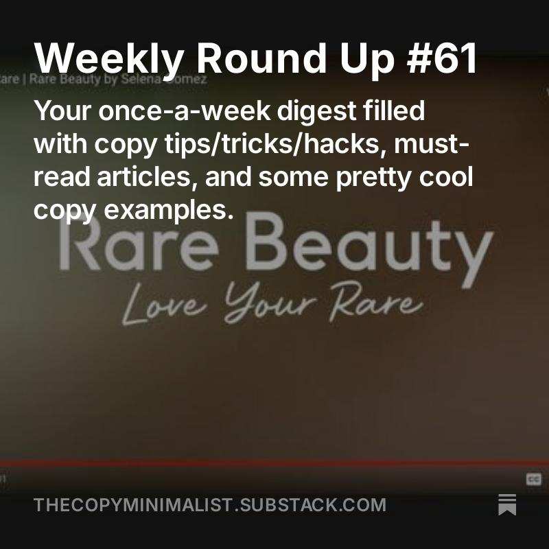 Did you catch Friday's Weekly Round Up?

There's some useful info in there about writing Black Friday subject lines and optimizing email funnels.

Dig in here: thecopyminimalist.substack.com/p/weekly-round…