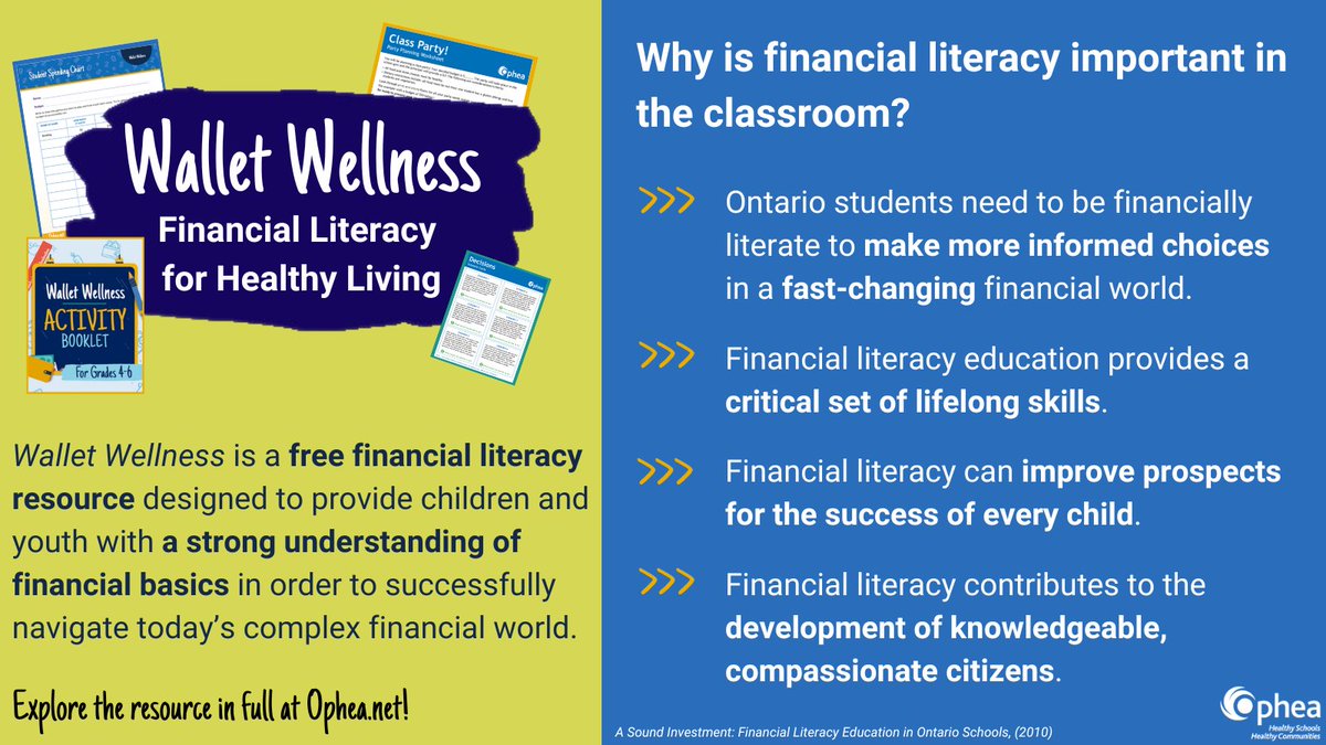 DYK that November is #FinancialLiteracyMonth? Explore Ophea's FREE digital resource, #WalletWellness, to spark cross-curricular conversations on #FinancialLiteracy in Gr 1-8 classrooms. Discover activity cards, educator supports and more: bit.ly/OpheaWalletWel…