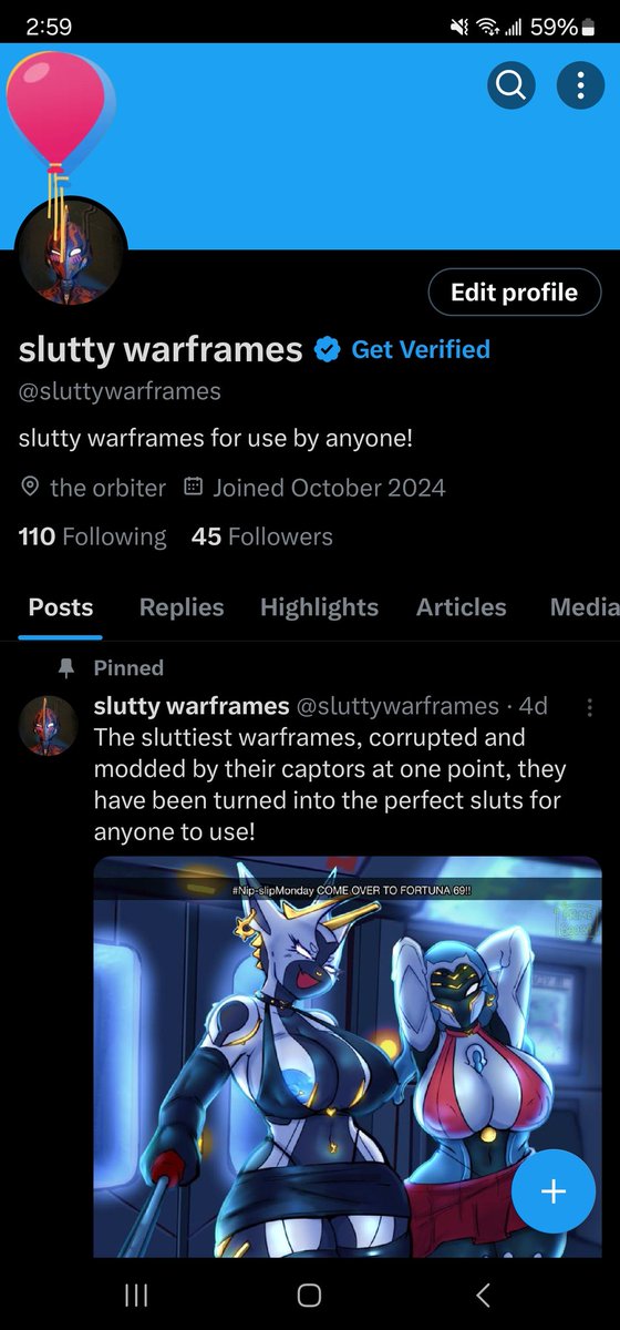 sluttywarframes's tweet image. AHH! THE BALLOONS! anyways writer turns 19 today, so i might not be active for awhile!