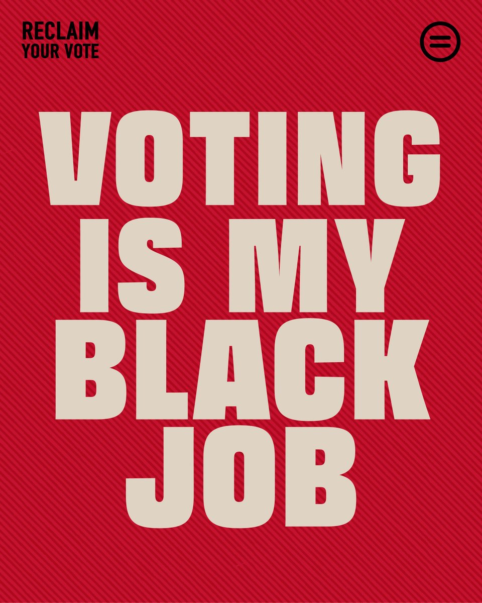 QCUL's tweet photo. ELECTION DAY IS TOMORROW!

If your #vote didn’t matter, they wouldn’t try so hard to stop you from getting to the polls.

Voter suppression is a dangerous ploy to keep Black &amp; brown voters home. But we must continue to resist &amp; use our voice. Vow now to #ReclaimYourVote https://t.co/mY1qQVVajr