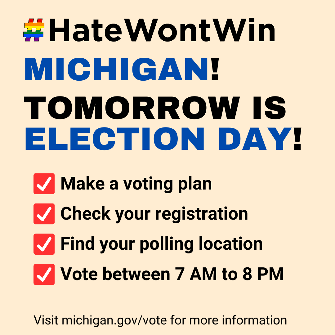 Equality Michigan Action Network (@actioneqmi) on Twitter photo Trying to figure out your election plan? Donāt sweat! We got you covered. Visit mi.gov/vote to find your polling place, registration info, and more. Trying to figure out your election plan? Donāt sweat! We got you covered. Visit mi.gov/vote to find your polling place, registration info, and more.