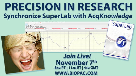 BIOPACSystems's tweet photo. SuperLab Stimulus Presentation’s new event marking integration streamlines synching event marks with visual, auditory, and other stimuli. Combine stimulus delivery + physiological signal recording on one computer! https://t.co/kAOL2poksu #psychophyiology https://t.co/RInFgsQb11