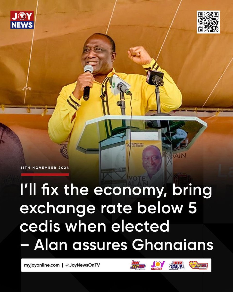 Alan Kyerematen is also making waves, assuring Ghanains that he will fix the economy, bring exchange rate below 5 cedis.. 

The change we want..
