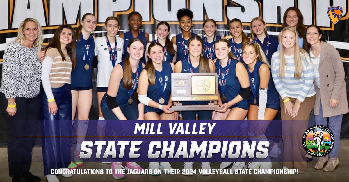 NEW STORY: Volleyball State Champions. Congratulations to the Mill Valley Jaguars! 
Read More Here: sunflowerleagueathletics.com/2024/11/04/vol…