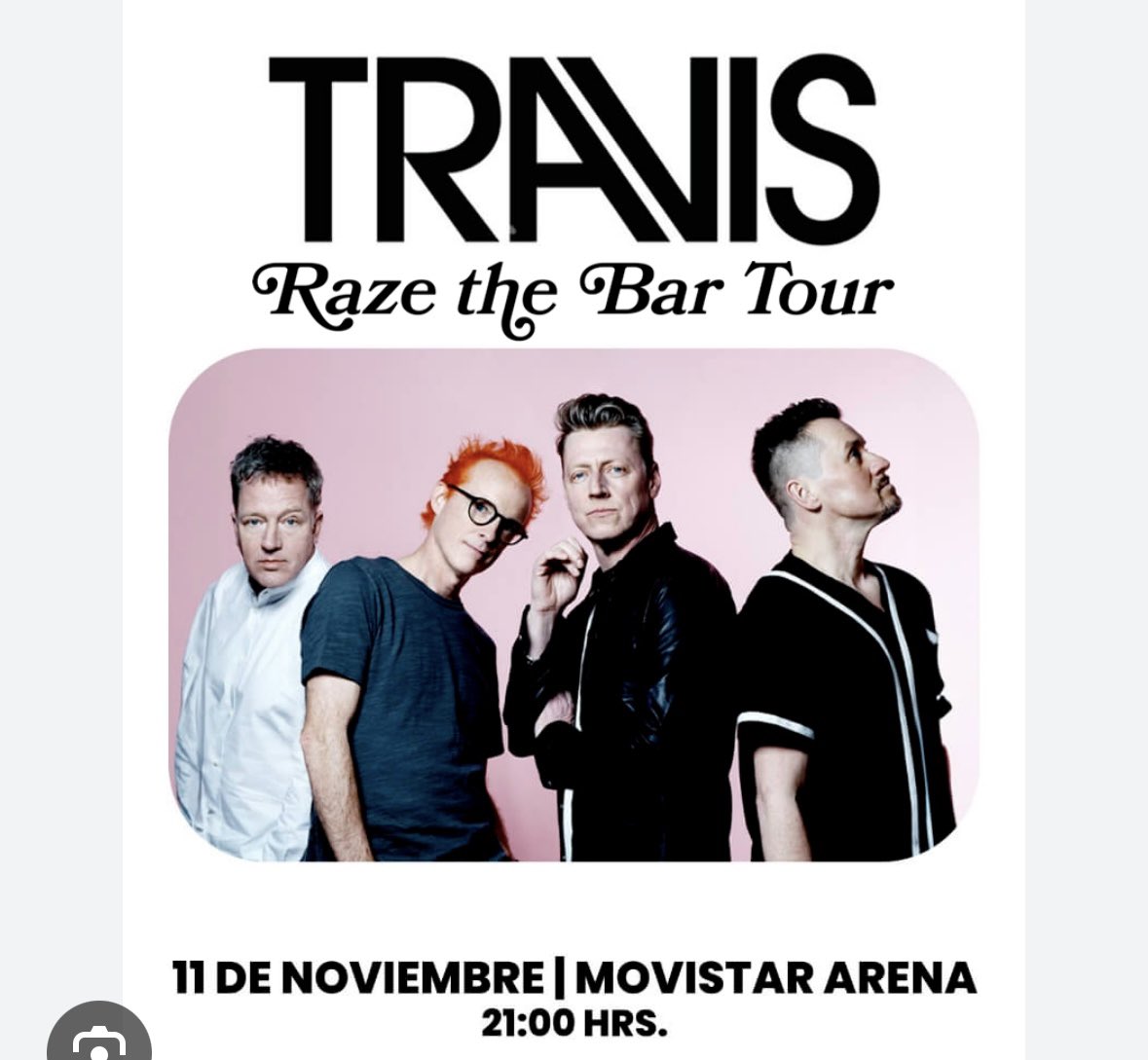 Hola! vendo una entrada platea alta para el show de Travis el próximo 11 de noviembre en Movistar Arena. Super buen precio y regalo el ticket de estacionamiento que tb compré. Cuéntame si te interesa

#travis
