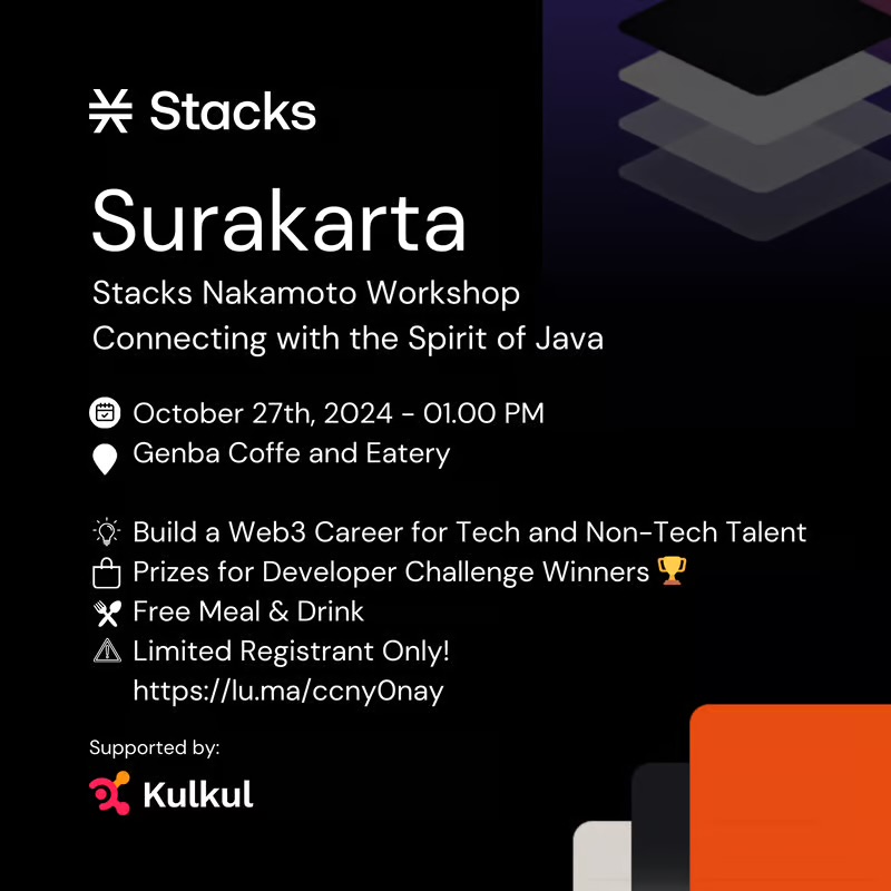 9. Stacks Indonesia (<a href="/StacksIndonesia/">stacksindonesia.btc 🇮🇩</a>)

Name/Team Name: <a href="/YoKulGuy/">YoKulGuy</a>
One-Liner: Stacks community that raises the bar of computing, Bitcoin-finance, and web3 literacy in Indonesia.
Project Description: Stacks Indonesia organizes meetups and educational events, reaching over 200