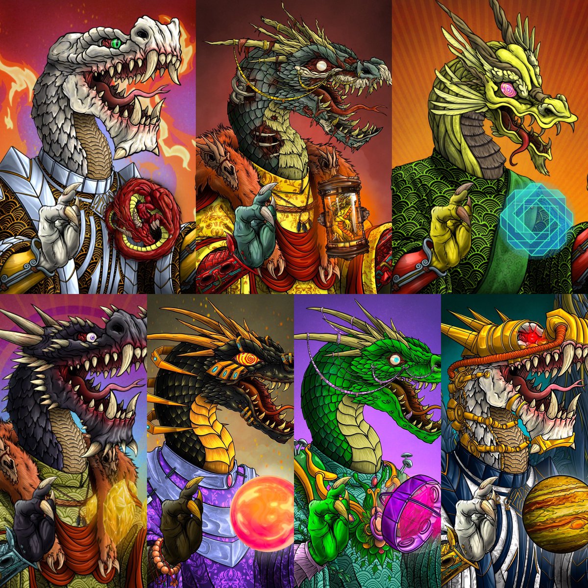 Giveaway time!!! This is Rupert from The Dinner Party and he grants WL and airdrop to <a href="/Dragonsonape/">Dragons</a> 
Like, retweet, tag some friends, follow <a href="/Dragonsonape/">Dragons</a> <a href="/jon_mctavish/">Jon McTavish</a> most importantly drop that Apechain address!  Which sneak peek dragon is your favorite?