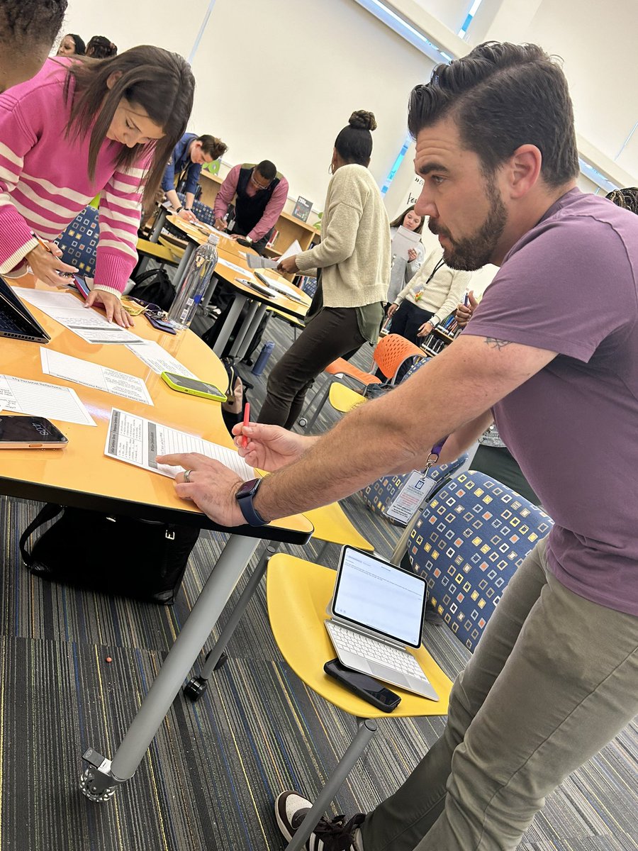 Riverbend staff using a Stand Up, Hand Up, Pair Up to practice a fun and engaging high impact instructional strategy - Written Conversations!  #regionalsupport <a href="/WakeSecondary/">WakeSecondary</a> <a href="/River_Bend_MS/">River Bend Middle School</a> <a href="/BellMichelleT/">Dr. Michelle T. Bell</a>