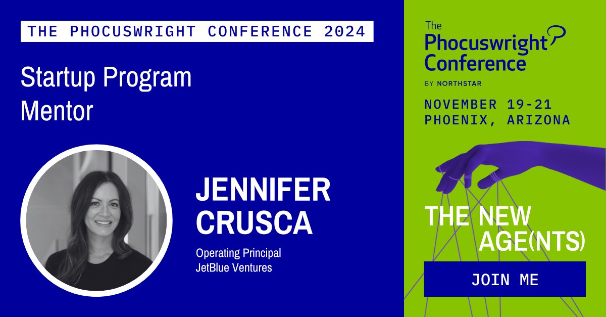 JetBlue Ventures (@jetblueventures) on Twitter photo Heading to the <a href="/Phocuswright/">Phocuswright</a> Conference 2024? Our President, <a href="/amydanielsburr/">Amy Burr</a> will be speaking at the Innovation: Launch PhocusGroup, and our Operating Principal, <a href="/jennifercrusca/">Jennifer Crusca</a> will be joining as a mentor for the startup program. Hope to see you in Phoenix, November 19-21! ⭐ Heading to the <a href="/Phocuswright/">Phocuswright</a> Conference 2024? Our President, <a href="/amydanielsburr/">Amy Burr</a> will be speaking at the Innovation: Launch PhocusGroup, and our Operating Principal, <a href="/jennifercrusca/">Jennifer Crusca</a> will be joining as a mentor for the startup program. Hope to see you in Phoenix, November 19-21! ⭐