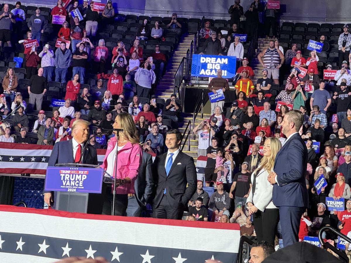 DavidCornDC's tweet photo. Crowd calls for Trump to bring up his family and chants, “Trump, Trump, Trump!” Not a cult, right? https://t.co/8EhYaf48Hm