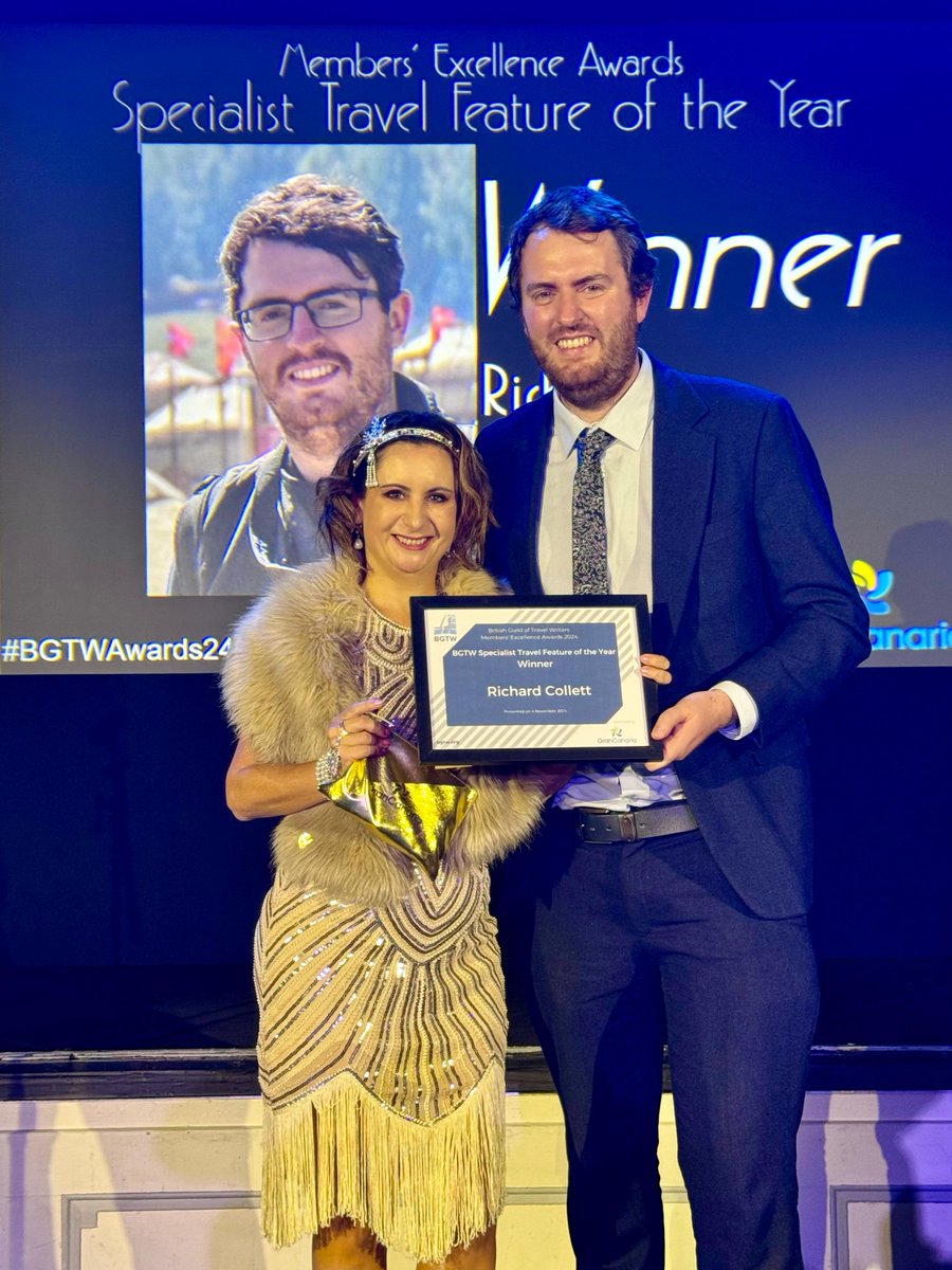 Congratulations to <a href="/TravelTramp_UK/">Richard Collett</a> for winning Specialist Travel Feature of the Year, sponsored by <a href="/turismogc/">GranCanaria.com 🌴☀️</a>  #BGTWAwards24 #GranDestino #GranCanaria🥂