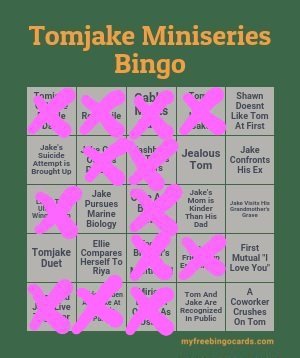 YourLadyStar1's tweet photo. And with the final episode, we got ourselves a Bingo! And of course it was courtesy of our queen.
I'm actually really happy with how this turned out and this was fun to do.
Glad you all had fun with it, too.
#disventurecamp #DCtomjake #tomjake https://t.co/FtLiZVzy6g