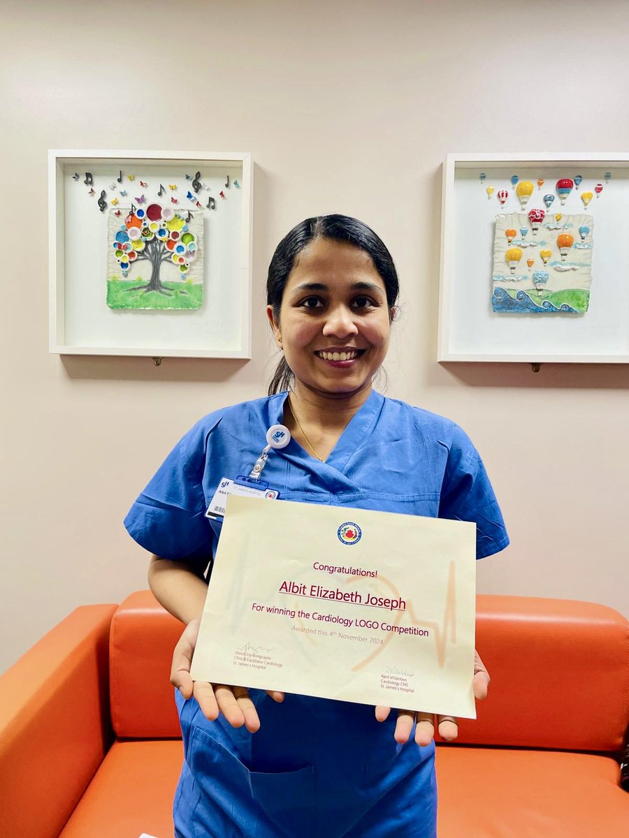 VjoyDabs's tweet photo. Congratulations to Albit Joseph, CCU Nurse, for winning the Cardiology Logo competition! Also, a huge thank you to those who sent in their entries. Winner was selected by anonymous voting. @stjamesdublin #SJHNursing #cardiologynursing https://t.co/6v30Yu2FlD