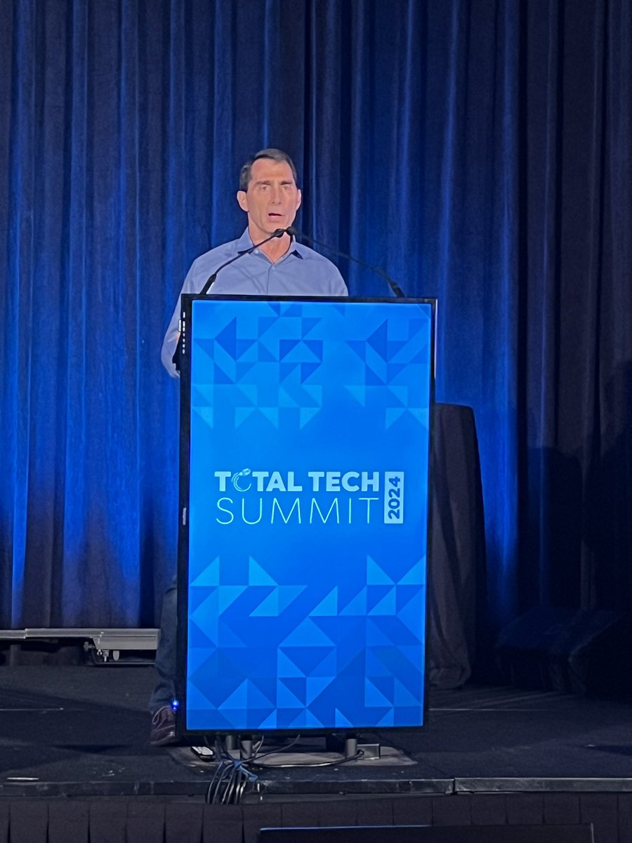 DanFerrisiEdit's tweet photo. As #TotalTech24 begins, Randy Stearns of @DTools precedes the keynote with a word of calm ahead of #Election2024.
“The economy is not affected by who’s in office. It never has been,” he says. He thinks interest rates will fall, earnings will remain strong & bull market will run. https://t.co/HSPpljoYCu