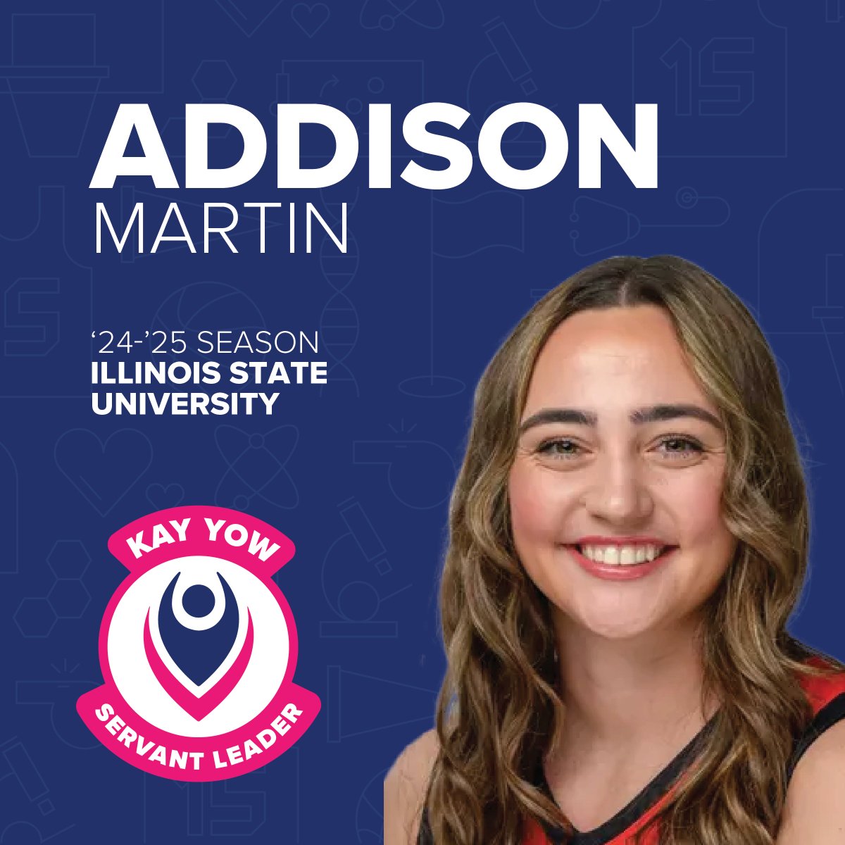 KayYowFund's tweet photo. Congrats to #AddisonMartin from Illinois State University (@ISURedbirds) for being selected as a '24-'25 Kay Yow Servant Leader! See all of this year's winners here: https://t.co/6pezdf1wsZ https://t.co/Uu7NcHpNIl