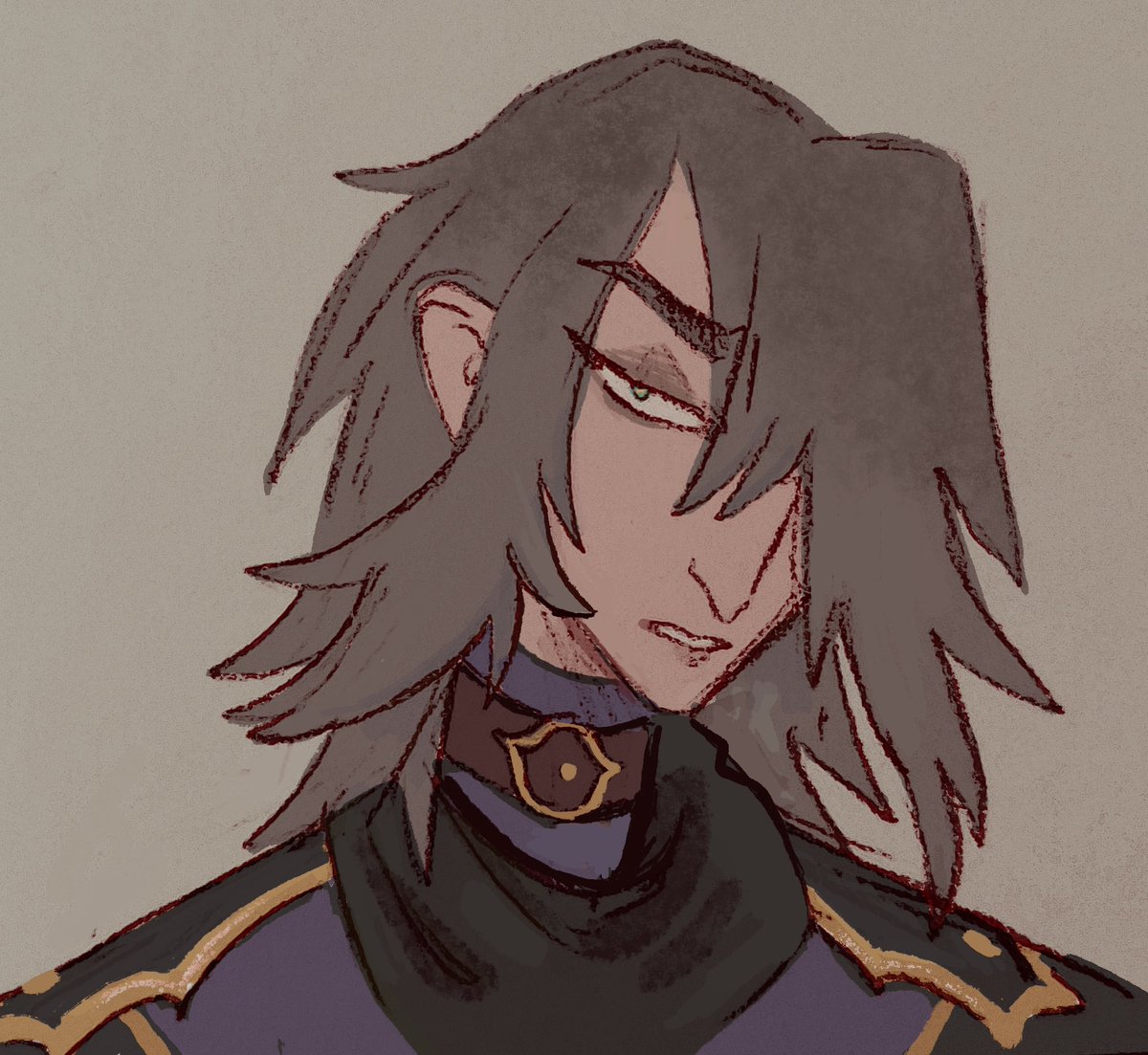 also, the Osprey &amp; Lilian of my zine story are basically an omegaverse AU of space shrimp yaoi... 🦐
I've been playing with the idea of Osprey starting with shorter hair and it gradually growing longer as he (and everything else) gets fucked up 🩶