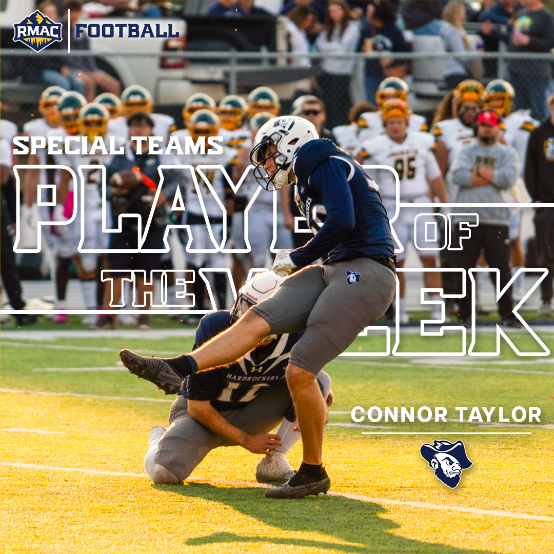 RMAC Sports (@rmac_sports) on Twitter photo RMAC Football Special Teams Player of the Week!
<a href="/HardrockerFB/">South Dakota Mines Football</a> kicker & punter Connor Taylor!
#EverythingElevated RMAC Football Special Teams Player of the Week!
<a href="/HardrockerFB/">South Dakota Mines Football</a> kicker & punter Connor Taylor!
#EverythingElevated