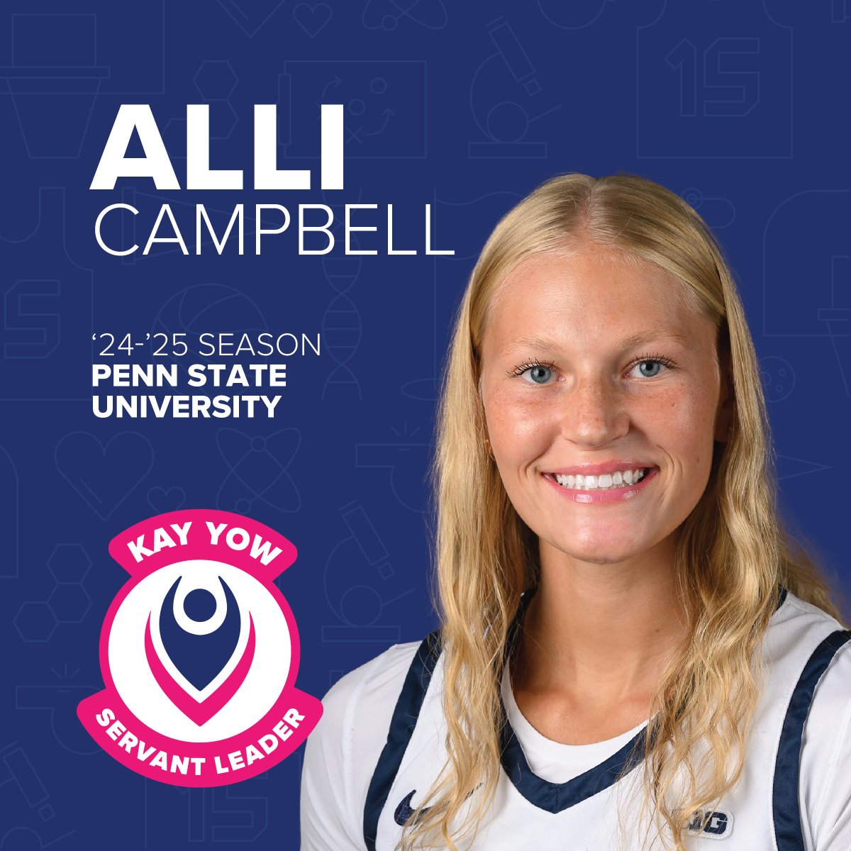 Kay Yow Cancer Fund (@kayyowfund) on Twitter photo Congrats to Alli Campbell (<a href="/alli_campbell21/">Alli Campbell</a>) from Penn State University (<a href="/PennStateWBB/">Penn State Women's Basketball</a>) for being selected as a '24-'25 Kay Yow Servant Leader! See all of this year's winners here: kayyow.com/about/servant-… Congrats to Alli Campbell (<a href="/alli_campbell21/">Alli Campbell</a>) from Penn State University (<a href="/PennStateWBB/">Penn State Women's Basketball</a>) for being selected as a '24-'25 Kay Yow Servant Leader! See all of this year's winners here: kayyow.com/about/servant-…
