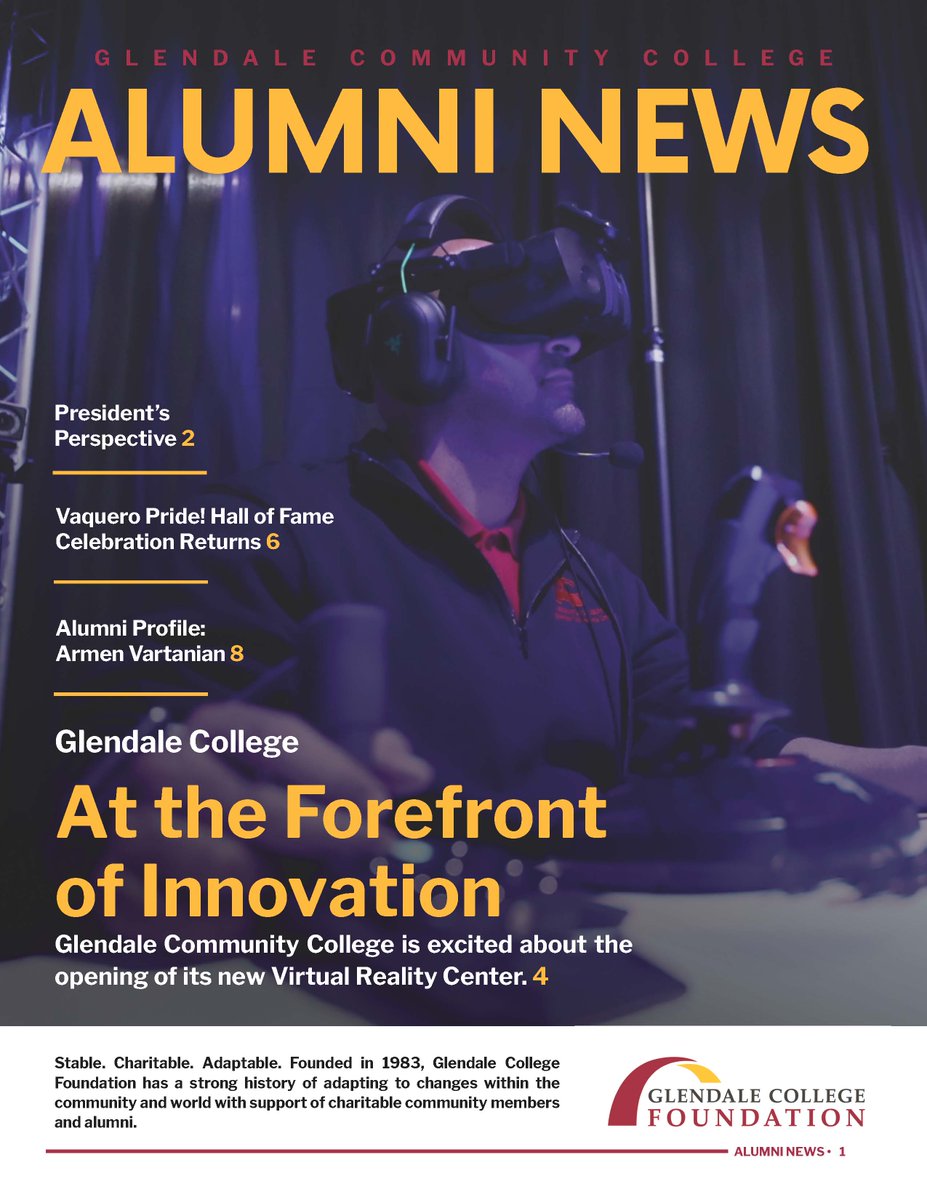 Check out the latest issue of GCC's Alumni News here
glendale.edu/about-gcc/foun…
This issue highlights many of the college’s exciting developments and achievements over the past year and is provided by the Glendale College Foundation.