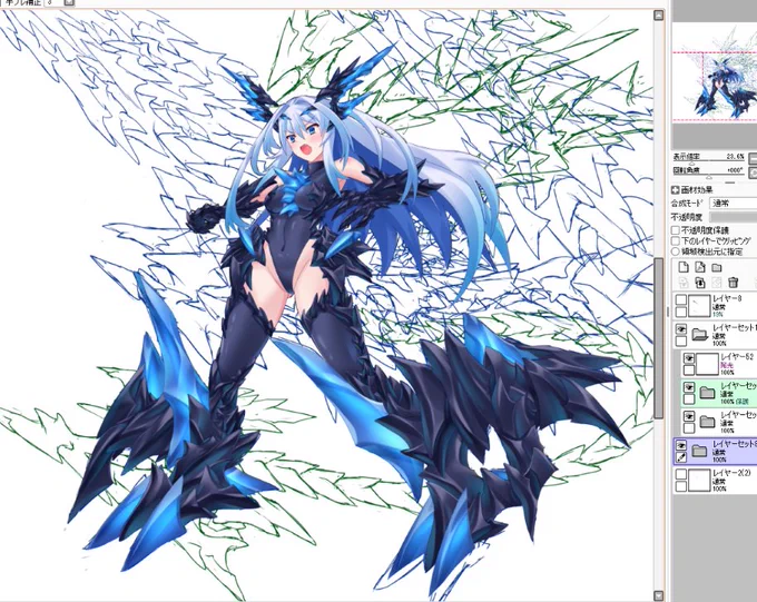 うちの子ちゃん進捗さん上げて寝よう キャラ本体をまず仕上げた 重装砲撃型なので脚部もゴツい。ホバー移動とかするぞ う～～んかわいいね