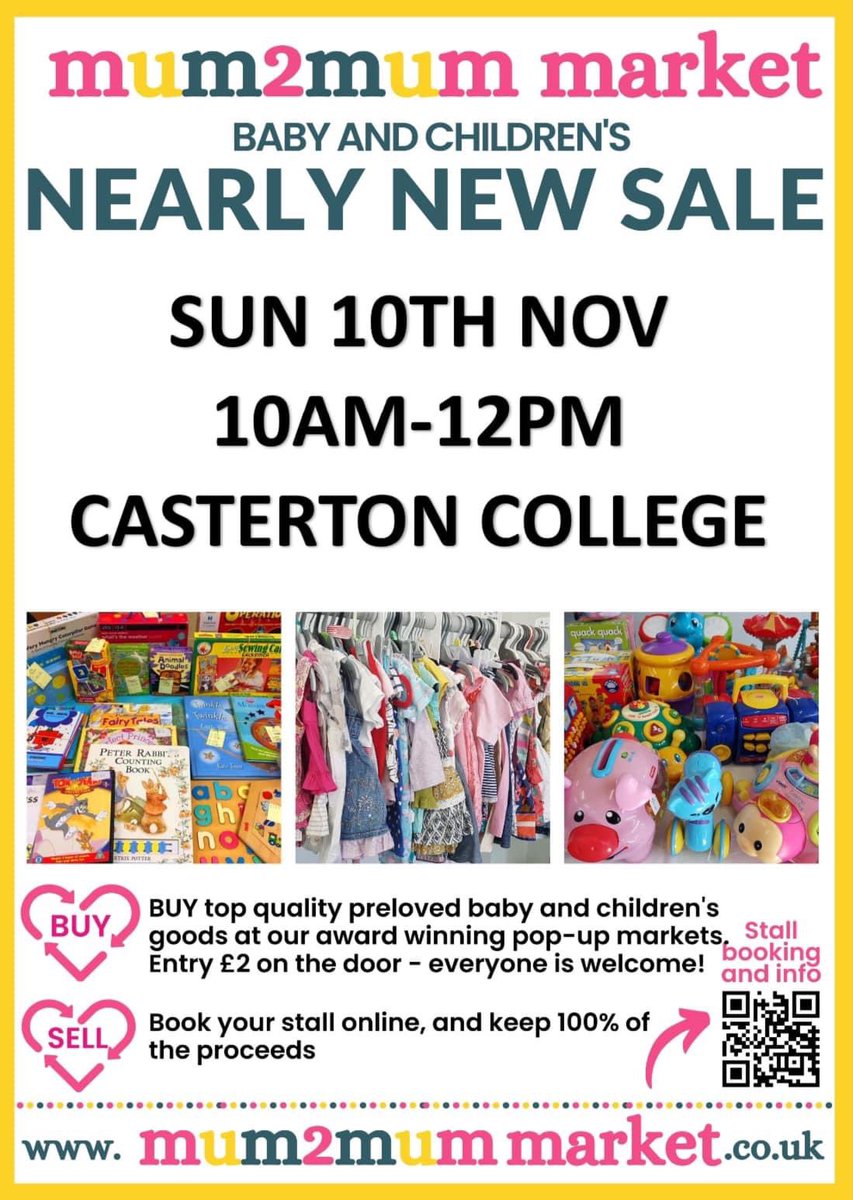 🛍 #STAMFORD - THIS SUNDAY🛍

⭐️STAMFORD Mum2Mum Market! 
⭐️ Sunday 10th Nov
⭐️ 10am-12pm - Casterton College, Ryhall Road, Stamford PE9 4AT
⭐️Everything imaginable for your 0-6 year olds - toys, books, clothes and equipment.    #Lincolnshire
⭐️35 stalls
#lincsblogger
#babysale