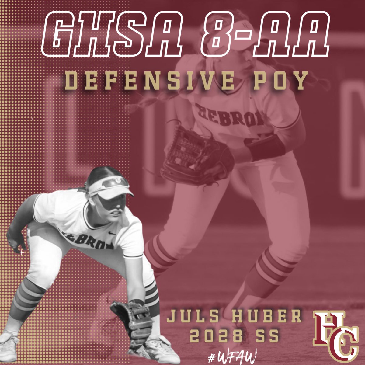 Honored to coach the <a href="/OfficialGHSA/">GHSA</a> 8-AA DEFENSIVE PLAYER OF THE YEAR <a href="/Juls_Huber/">Juls Huber</a> !! To earn this honor as a freshman SPEAKS! Juls started and played every game at SS for us this year only making 1 error. High game IQ, quick feet, soft hands, &amp; a great arm! Congrats Juls! 🦁#WFAW