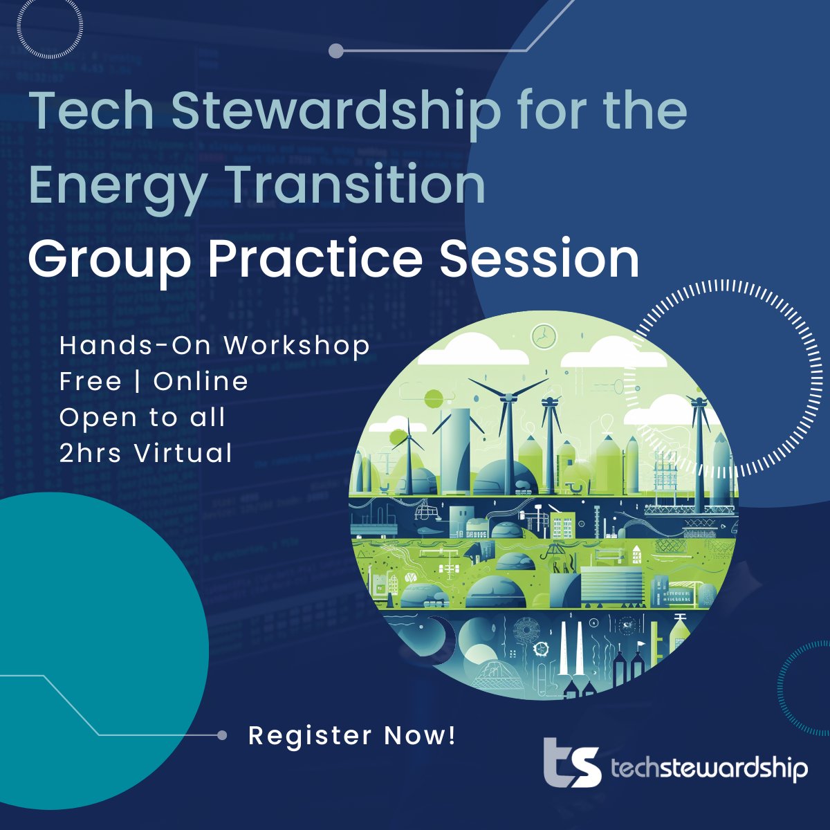 We invite you to join us at one of the following free Tech Stewardship for the Energy Transition group practice opportunities on Nov. 7th and the 23rd [Register below]: 

Thu. November 7th, 2024  - bit.ly/4fAZF13

Sat. November 23rd, 2024 - bit.ly/3YCKQUC