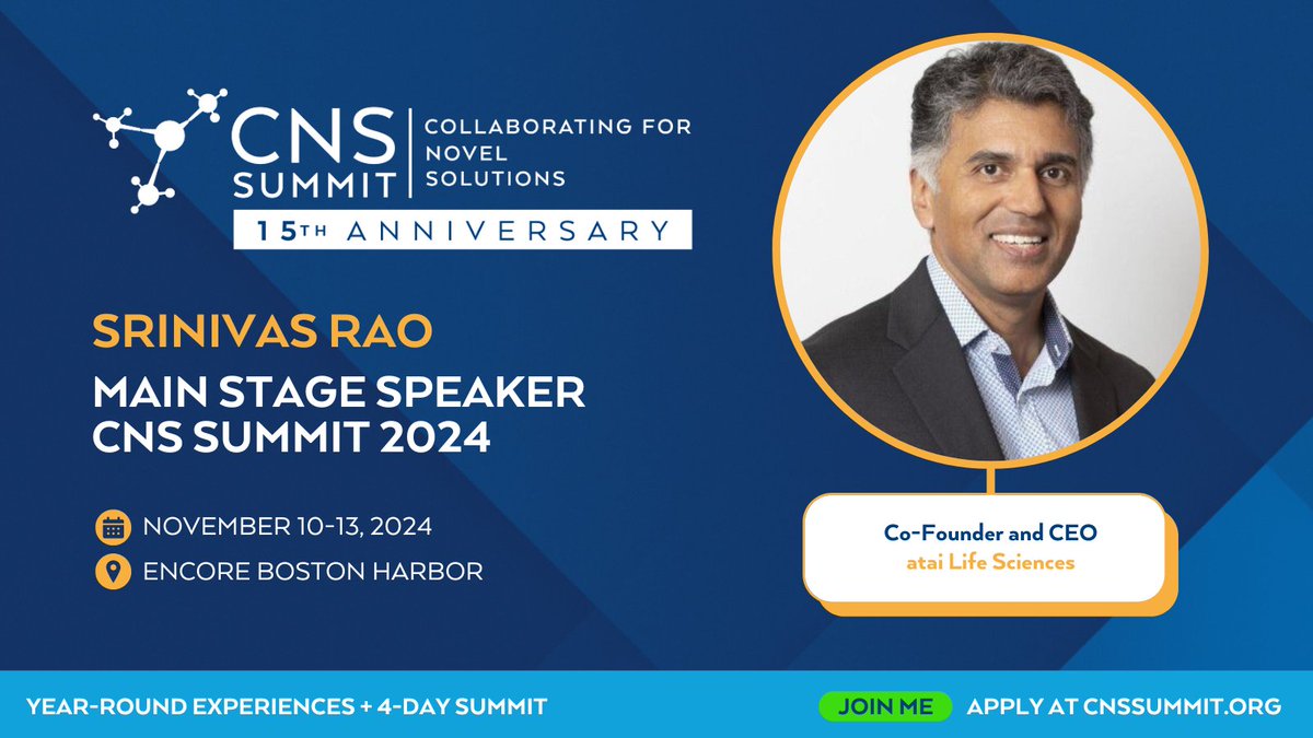 Excited to join this year’s #CNSSummit2024! Looking forward to sharing insights on 15 years of progress &amp; the game-changing potential of psychedelics in mental health treatment.