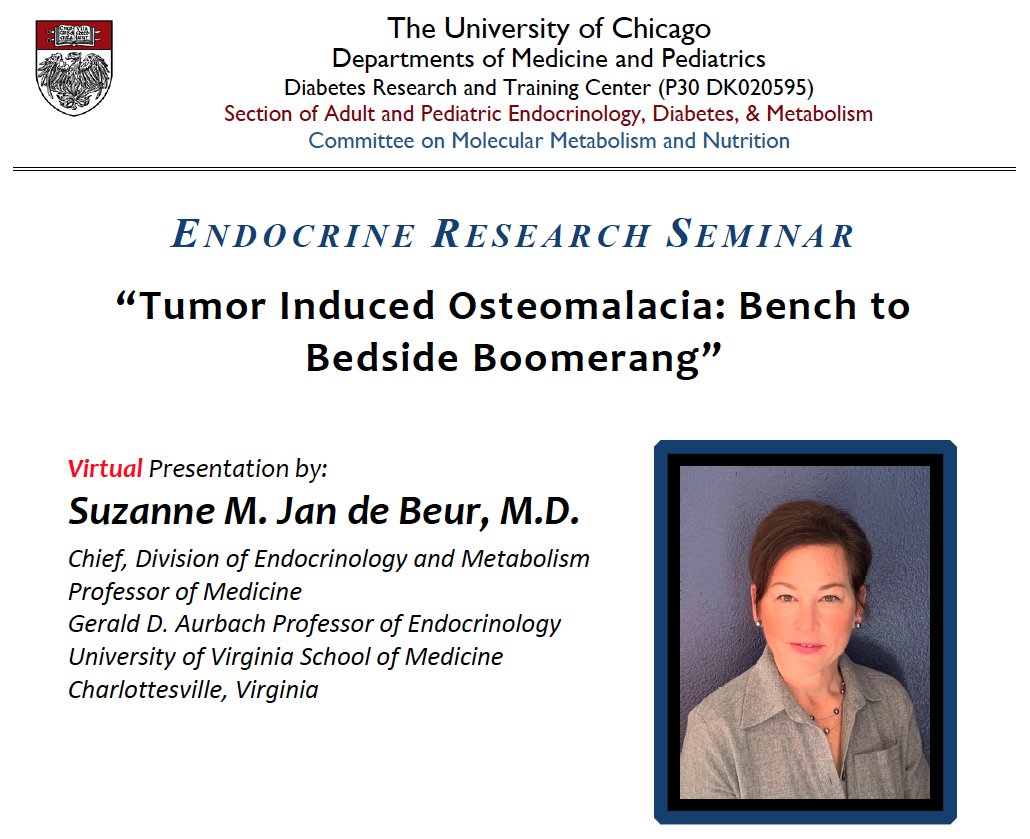 How do tumors cause bones to soften? Find out at today's virtual talk with Dr. Suzanne M. Jan de Beur.

Mon, Nov 4
5 pm CT
DM for Zoom link