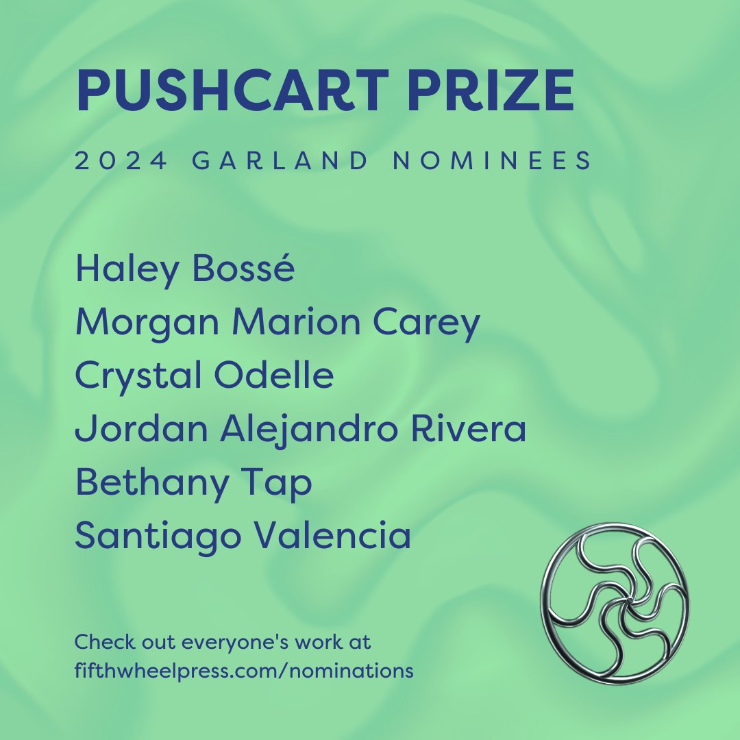 fifth wheel press (@fifthwheelpress) on Twitter photo you wanna do something fun? you wanna know our pushcart nominees?
congrats to <a href="/dissectingmoons/">jaiden! 🍉</a> <a href="/reyzlgrace/">Reyzl Grace | רייזל גרייס</a> <a href="/parawhim/">professor bisexual reloaded</a> <a href="/ae_thepoet/">A.E. | red line & CHARM(ed) out now!</a> <a href="/arteopinions/">Atalaya Magdalena</a> <a href="/theoriginalison/">Alison</a> <a href="/adotocean/">a. ocean / akira</a> <a href="/TalkingHyphae/">Haley</a> @jordinowrites <a href="/aporianautics/">Callie Jennings</a> and all our twitterless nominees! you wanna do something fun? you wanna know our pushcart nominees?
congrats to <a href="/dissectingmoons/">jaiden! 🍉</a> <a href="/reyzlgrace/">Reyzl Grace | רייזל גרייס</a> <a href="/parawhim/">professor bisexual reloaded</a> <a href="/ae_thepoet/">A.E. | red line & CHARM(ed) out now!</a> <a href="/arteopinions/">Atalaya Magdalena</a> <a href="/theoriginalison/">Alison</a> <a href="/adotocean/">a. ocean / akira</a> <a href="/TalkingHyphae/">Haley</a> @jordinowrites <a href="/aporianautics/">Callie Jennings</a> and all our twitterless nominees!