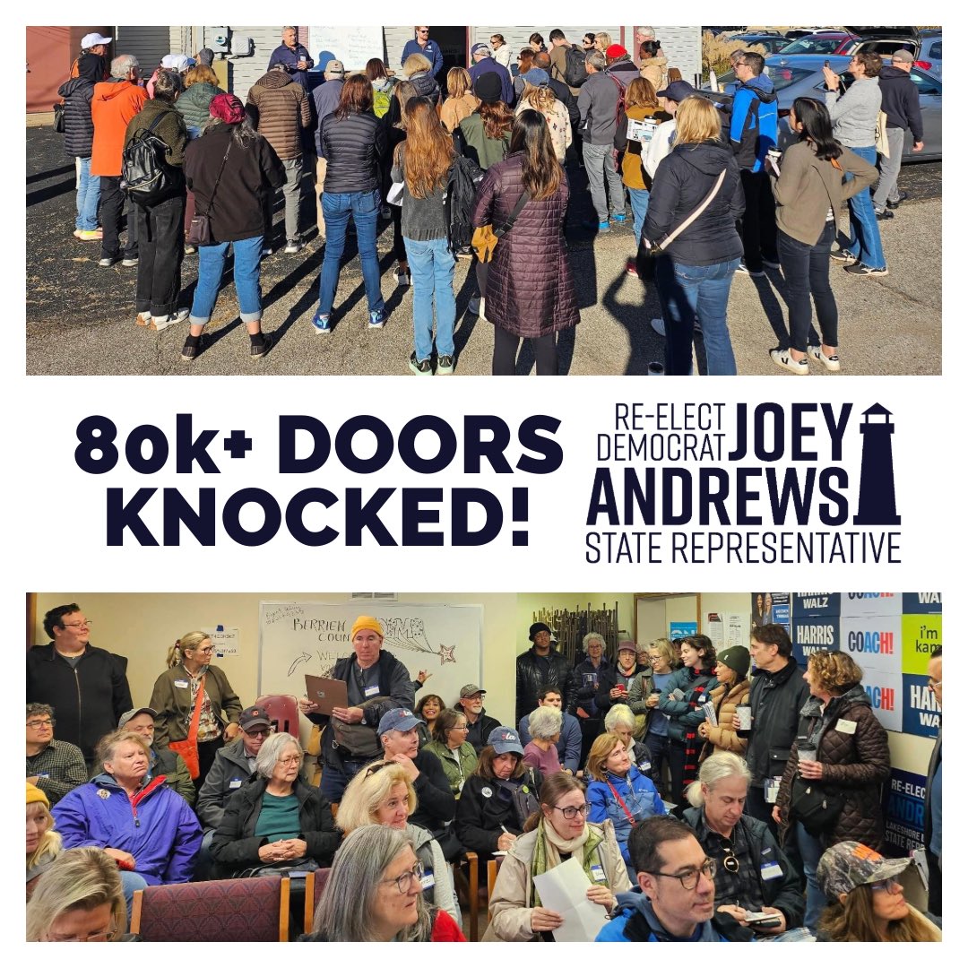 JoeyforMichigan's tweet photo. We flipped this seat by ~1500 votes last election, and we’re leaving no stone unturned to keep the progress going.

A Democrat from my district hasn’t won re-election to the legislature since the 1930s — let’s change that and make history tomorrow, together. https://t.co/7eoZuKcePu