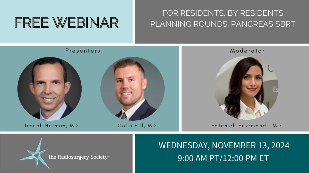 the Radiosurgery Society (@the_rss) on Twitter photo Join us for our next FREE #RSSwebinar in the For Residents By Residents Planning Rounds series: Pancreas SBRT on 11/13 at noon ET, featuring <a href="/JoeHermanMD/">Joseph Herman MD, MSc, MSHCM</a> and Colin Hill, MD, moderated by @NegMed82. Register now at therss.org/education/webi… Join us for our next FREE #RSSwebinar in the For Residents By Residents Planning Rounds series: Pancreas SBRT on 11/13 at noon ET, featuring <a href="/JoeHermanMD/">Joseph Herman MD, MSc, MSHCM</a> and Colin Hill, MD, moderated by @NegMed82. Register now at therss.org/education/webi…