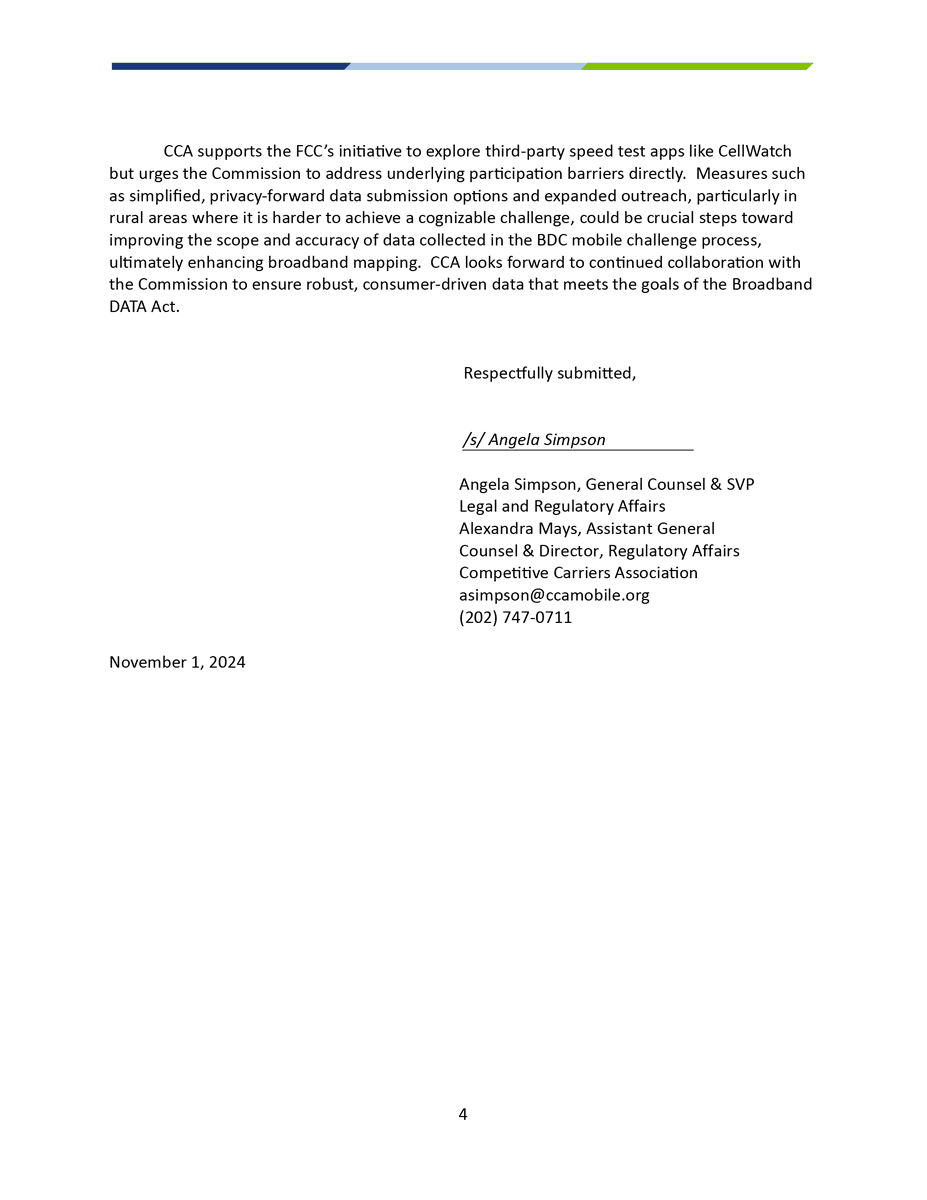 CCA urges the <a href="/FCC/">FCC</a> resolve fundamental issues impeding effective public participation in #broadband data collection, including privacy concerns and low public awareness of the BDC challenge process. fcc.gov/ecfs/document/…