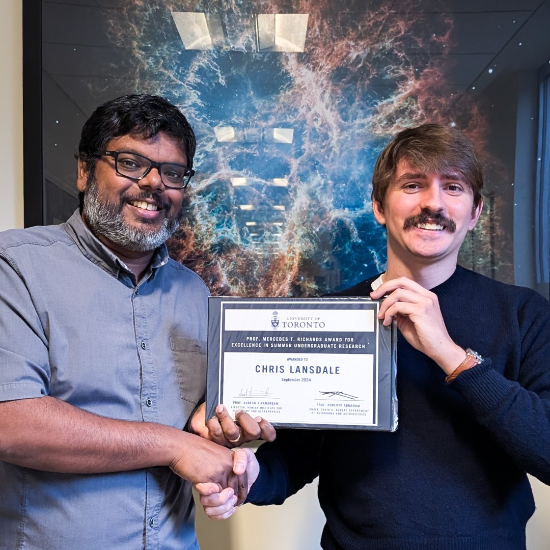 University of Toronto recent graduate Chris Lansdale is this year's recipient of the Professor Mercedes T. Richards Award for Excellence in summer undergraduate research in astronomy.

The full story can be found here: dunlap.utoronto.ca/u-of-t-student…