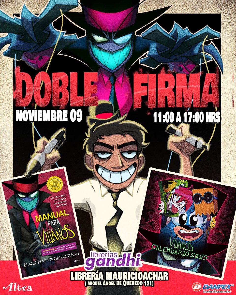 Alan Ituriel (@alanituriel) on Twitter photo Este 𝗦𝗔𝗕𝗔𝗗𝗢 09 𝗗𝗘 𝗡𝗢𝗩𝗜𝗘𝗠𝗕𝗥𝗘
habrá una 𝗗𝗢𝗕𝗟𝗘 𝗙𝗜𝗥𝗠𝗔:
𝐂𝐀𝐋𝐄𝐍𝐃𝐀𝐑𝐈𝐎 𝐘 𝐌𝐀𝐍𝐔𝐀𝐋 𝐏𝐀𝐑𝐀 𝐕𝐈𝐋𝐋𝐀𝐍𝐎𝐒.
En Ciudad de México
De 11:00 a 17:00 horas
en <a href="/LibreriasGandhi/">Librerías Gandhi</a> dentro de la Librería Mauricio Achar Miguel Ángel de Quevedo 121, CDMX. Este 𝗦𝗔𝗕𝗔𝗗𝗢 09 𝗗𝗘 𝗡𝗢𝗩𝗜𝗘𝗠𝗕𝗥𝗘
habrá una 𝗗𝗢𝗕𝗟𝗘 𝗙𝗜𝗥𝗠𝗔:
𝐂𝐀𝐋𝐄𝐍𝐃𝐀𝐑𝐈𝐎 𝐘 𝐌𝐀𝐍𝐔𝐀𝐋 𝐏𝐀𝐑𝐀 𝐕𝐈𝐋𝐋𝐀𝐍𝐎𝐒.
En Ciudad de México
De 11:00 a 17:00 horas
en <a href="/LibreriasGandhi/">Librerías Gandhi</a> dentro de la Librería Mauricio Achar Miguel Ángel de Quevedo 121, CDMX.