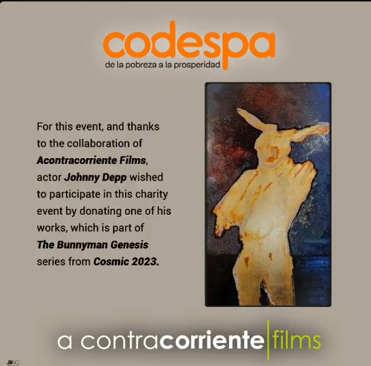 ireneHa20242849's tweet photo. An online #auction has opened on #SETDART where you can bid on & acquire this original work from the series The #Bunnyman Genesis “Cosmic”. The piece, presented in a custom-made folder, also includes a Certificate of Authenticity signed by #JohnnyDepp.- For more information👇 https://t.co/6qAxEGROye