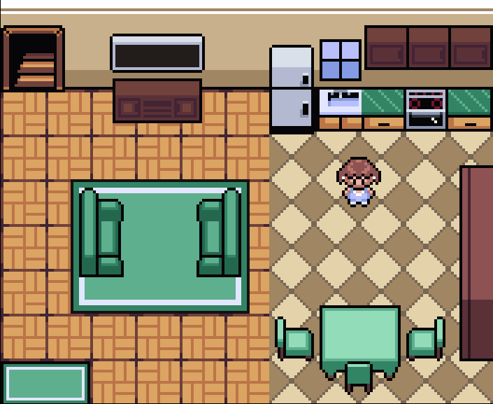 Continuing with my Gbstudio to Godot project, I gave the main area of the house (which I don't think I ever shared publicy)  a much needed redo.