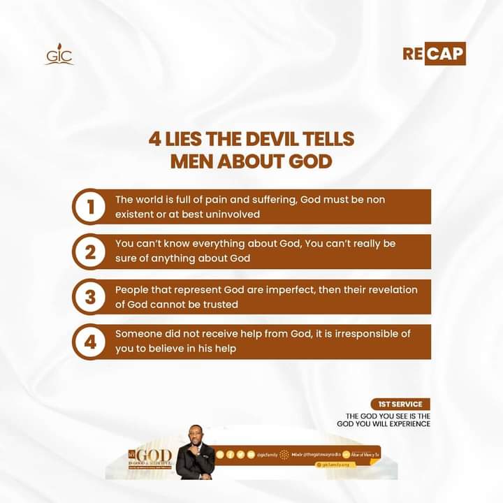 GICfamily's tweet photo. 1st SERVICE RECAP 
“THE GOD YOU SEE IS THE GOD YOU WILL EXPERIENCE”

People that see a good God pursue good out of the hand of God; people that see a vindictive God run away from Him!

Watch now on YouTube and Facebook @gicfamily 
#wordofgod #sunday #gicfamily #georgeizunwa https://t.co/dahFwWgH0y