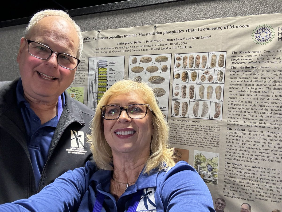 Lauer Foundation for Paleontology, Science and Edu (@lauerfoundation) on Twitter photo #2024SVP - Bruce Lauer, Rene' Lauer presented a poster on two new coprolite ichnogenera Struocopros catapitostromata and Alococopros milnei. Publications - Chris Duffin and David Ward, (2023, 2024) Natural History Museum, London housed in the <a href="/LauerFoundation/">Lauer Foundation for Paleontology, Science and Edu</a> collection. 1/2 #2024SVP - Bruce Lauer, Rene' Lauer presented a poster on two new coprolite ichnogenera Struocopros catapitostromata and Alococopros milnei. Publications - Chris Duffin and David Ward, (2023, 2024) Natural History Museum, London housed in the <a href="/LauerFoundation/">Lauer Foundation for Paleontology, Science and Edu</a> collection. 1/2