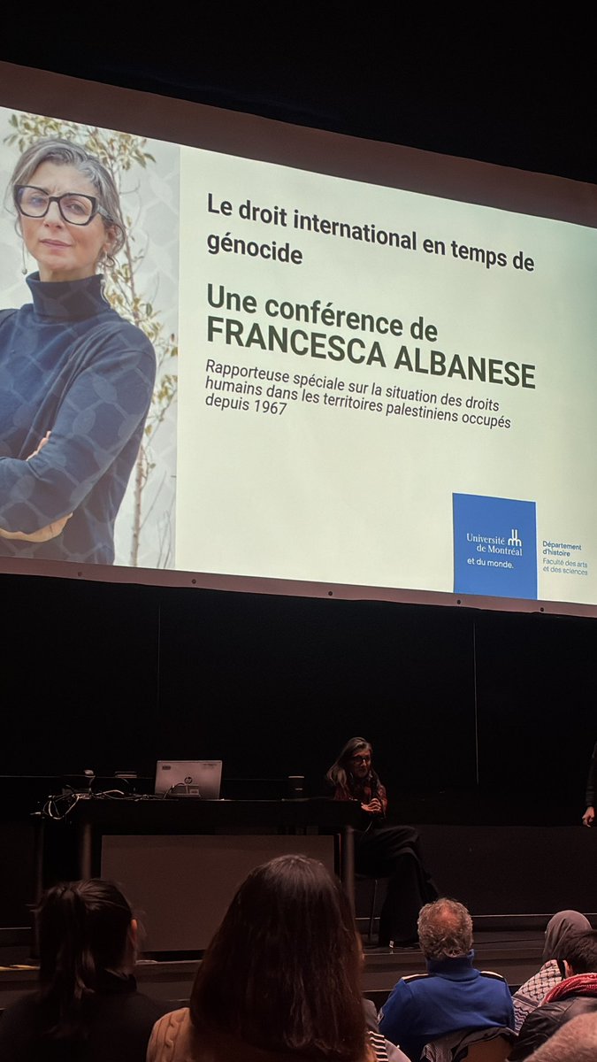 “I recognize that the colour of my skin brings me privilege, so until that is no longer the case, I will use that privilege to effect positive change.”

- <a href="/FranceskAlbs/">Francesca Albanese, UN Special Rapporteur oPt</a> at the University of Montreal
