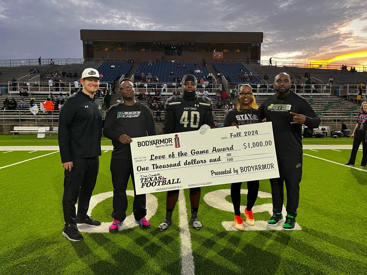 Dave Campbell's Texas Football — TexasFootball.com (@dctf) on Twitter photo Congratulations to Gerrard Scott from Hightower High School on being named the <a href="/DrinkBODYARMOR/">BODYARMOR</a> Love of the Game Award Winner of the Week!
Check it out: texasfootball.com/love-of-the-ga…
<a href="/HightowerFB/">HIGHTOWER FOOTBALL</a> <a href="/FortBendISD/">Fort Bend ISD</a> <a href="/HHS_Canes/">Hightower High School</a> Congratulations to Gerrard Scott from Hightower High School on being named the <a href="/DrinkBODYARMOR/">BODYARMOR</a> Love of the Game Award Winner of the Week!
Check it out: texasfootball.com/love-of-the-ga…
<a href="/HightowerFB/">HIGHTOWER FOOTBALL</a> <a href="/FortBendISD/">Fort Bend ISD</a> <a href="/HHS_Canes/">Hightower High School</a>