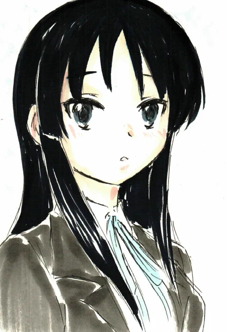 出勤前らくがき、秋山澪。けいおん!の推し。今さらだけど年内に366人分描いてく。 