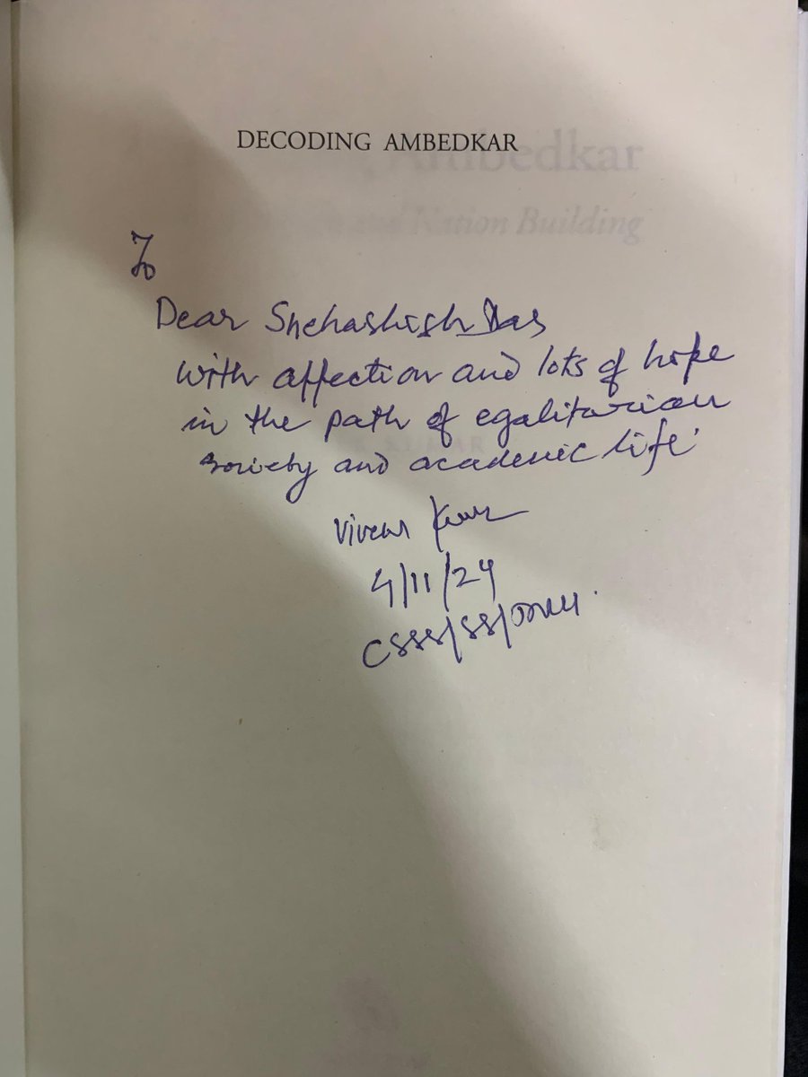 _snehashish's tweet photo. I got an opportunity to get my copy of @VivekkumarProf 's book DECODING AMBEDKAR signed by sir. Everyone please read it, because reading our intellectuals makes our academic community strong. https://t.co/C0RjWr50tx