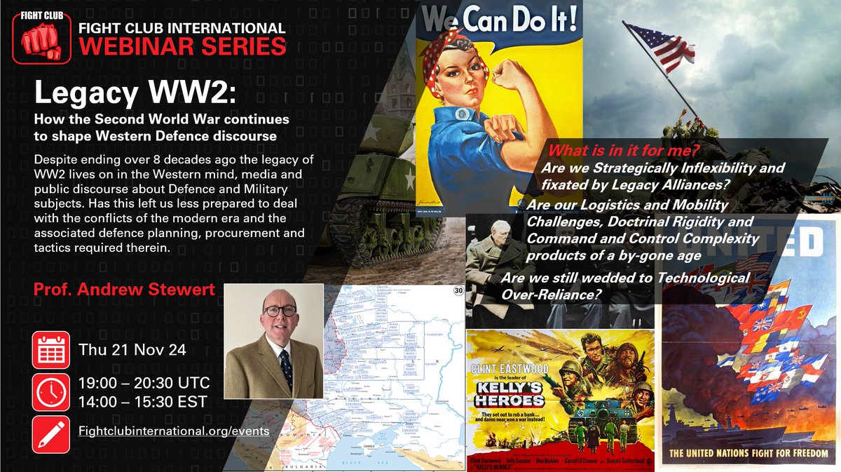 In theme with remembrance we are inviting <a href="/ww2hist/">Andrew Stewart</a> on 21 Nov to talk about how the legacy of WW2 continues to shape Western Defence discourse today. Sign up here: fightclubinternational.org/event-details/…