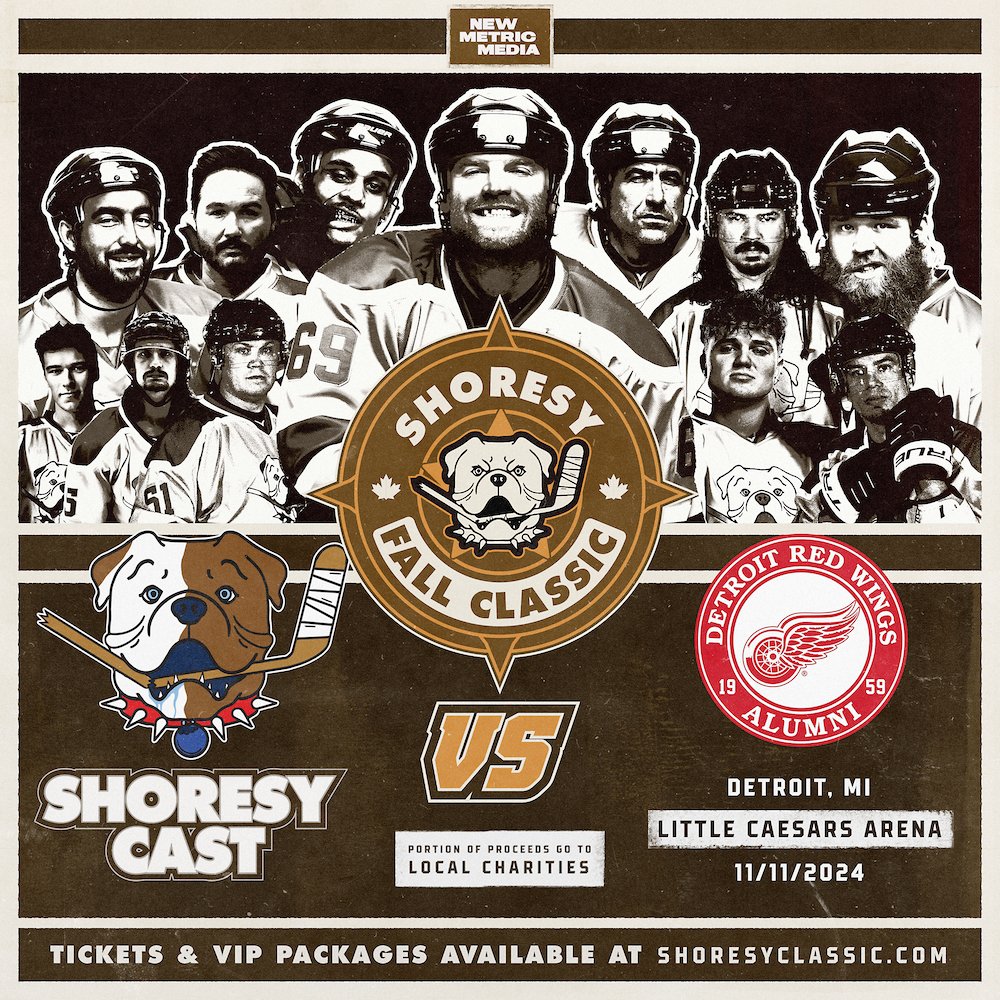Detroit, you ready?

One week until the Shoresy cast face off against <a href="/DRWAlumni/">Official Detroit Red Wings Alumni</a> at <a href="/LCArena_Detroit/">Little Caesars Arena</a> on November 11th.

Limited tickets are available at

shoresyclassic.com