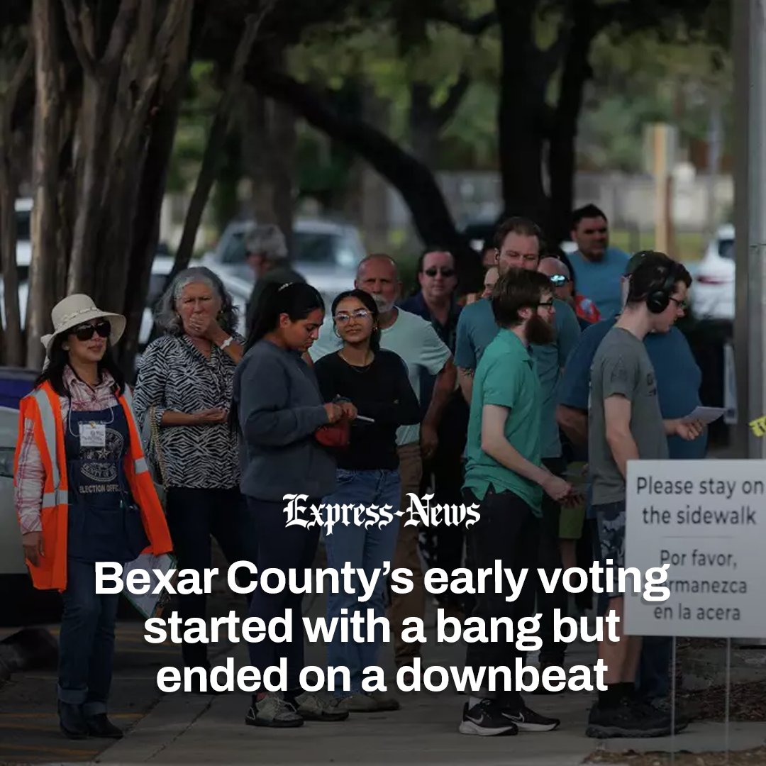 About 47% of Bexar County's nearly 1.3 million registered voters cast ballots during early voting. 

That total fell short of Bexar County Elections Administrator Jacque Callanen's prediction of a turnout of at least 50%. bit.ly/4fuczOc