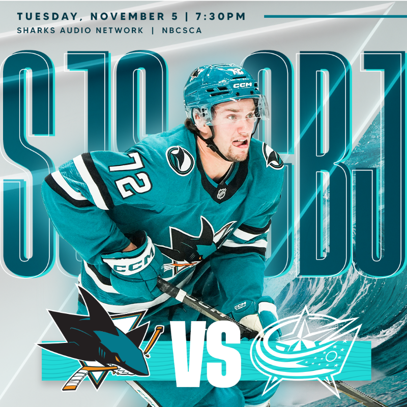SanJoseSharks's tweet photo. Sharks gameday! 

🆚: Blue Jackets
⏰: 7:30 p.m. 
📺: @NBCSSharks 
🎙️: @SharksAudioNet 
🎟️: https://t.co/xAnQPa4ZYQ
