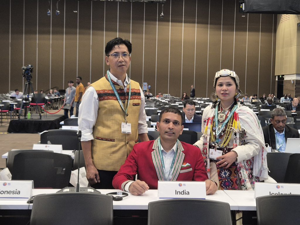 PemaKhanduBJP's tweet photo. Proud moment for #ArunachalPradesh!
Our delegation led by Shri Ngilyang Tam Ji represented #India at #UNCBD in Cali, #Colombia, showcasing Arunachal's success stories in biodiversity conservation.
From Snow Leopard protection to Airgun Surrender Abhiyan, we’re continuously working towards a greener, sustainable future!
#COP16Colombia
@UNBiodiversity @COP16Oficial