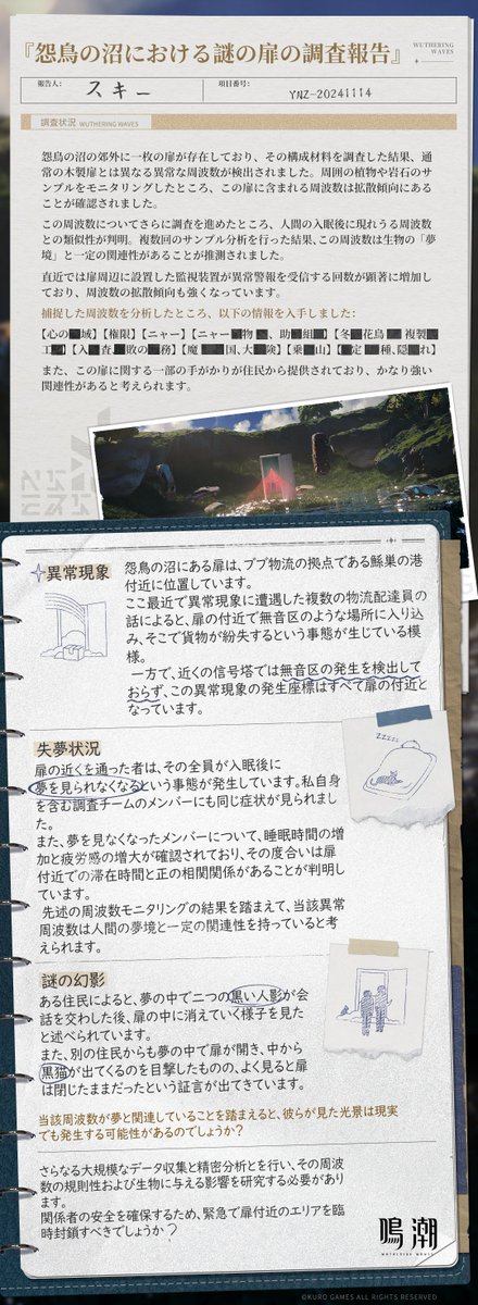 怨鳥の沼における謎の扉の調査報告』 怨鳥の沼の郊外に一枚の扉が存在