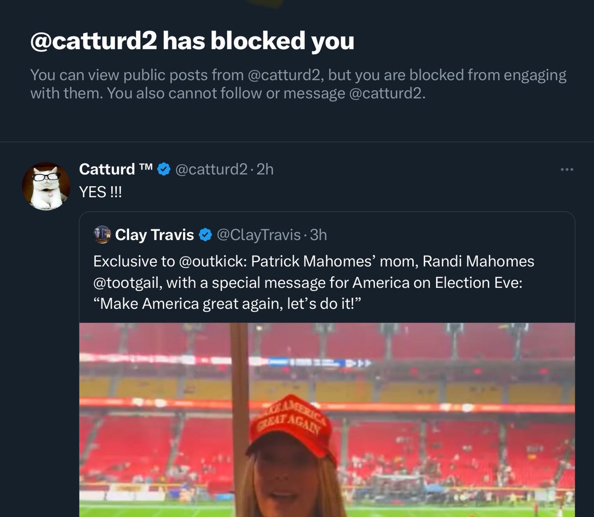 Blocked by <a href="/catturd2/">Catturd ™</a>  what’d I do?